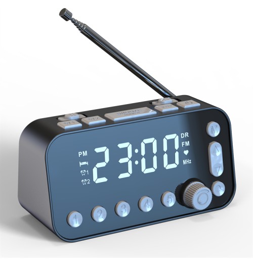 Mini Portable Radio Desk Clock Bed Bedroom Auto Sleep Setting Smart Alarm Clock