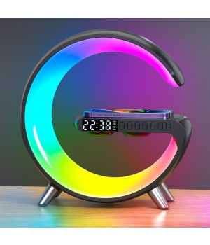 2024 Popular Product 15W Alarm Clock Portable Bt Speaker Wireless Charger RGB LED Digital For iphone 15 14 13 12 Trending 2024