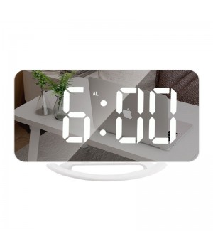 Plastic Electronic Automatic light-sensitive Clock Bedroom Mirror Surface Digital LED Alarm Clocks With USB Port