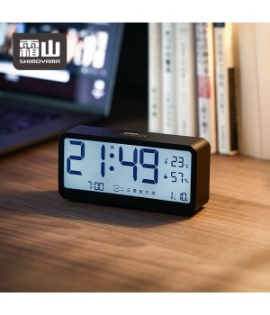 SHIMOYAMAElectronic Alarm Clock Large Display Date Temperature Humidity Battery Operated Digital Atomic Clock