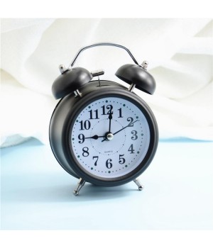 Hot Selling 4" Non-ticking Vintage Classic Analog Kids Alarm Clock with Ningtlight for Bedrooms Travel Clock Loud Twin Bell