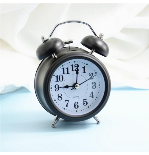 Hot Selling 4" Non-ticking Vintage Classic Analog Kids Alarm Clock with Ningtlight for Bedrooms Travel Clock Loud Twin Bell