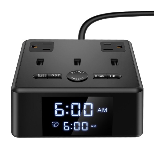 Multifunctional Charging Dock Station AC Outlet Fast Charger USB LCD Electronic Clock Digital Table Alarm Clock