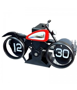 Creative American Mechanical Quartz Pendulum clock New Desktop LCD Luminous Resin Motorcycle Shape Page Turning clock