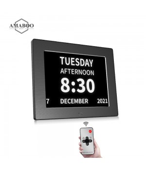 AMABOO Hot Selling 7 Inch Digital Alarm Led Wall Clock Digital Calendar Day Clock