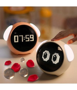 HBK gift multi-functional mini smart led emotion alarm clock charging digital display cute cartoon alarm clock for kids