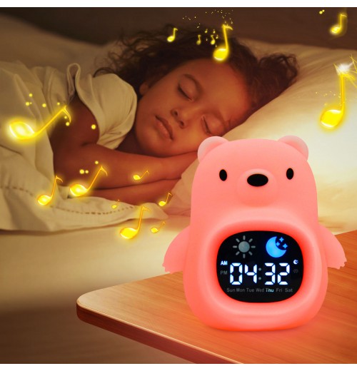 Bright LED Digital Alarm Clock for Kids - Customizable Bedside Decor with Night Light and Sound Speaker