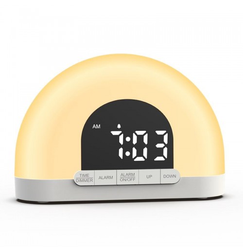 Smart Digital Sunrise Alarm Clock for Bedrooms - Heavy Sleepers' Wake Up Light with Dual Alarm and Snooze Functionality