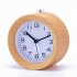 KH-WC022 Creative Small Round Classic Wood Silent Desk Travel Alarm Clock With Nightlight