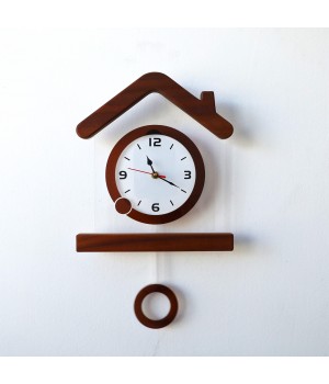 High Quality Luxury Wooden Wall Clock Home Wall Decor Pendulum Clock Super Silent Movement House Shape Design For Home Office