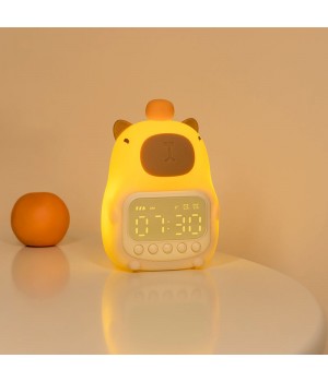 Creative alarm clock Bedside Lamp Cute Animal Night Light For Kids Led Sleeping Light With clock Silicone Usb Rechargeable