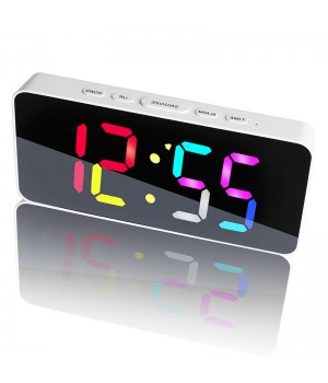 Modern Large Digital RGB Color Alarm Clock USB LED Clock Snooze Desktop Silent Electronic Clock for Hall Living Room Teens