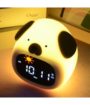 Modern Cartoon color Light Puzzle Bell Music Speaker Cute Face White Noise Machine Infant Children Sunrise Projector Alarm Clock